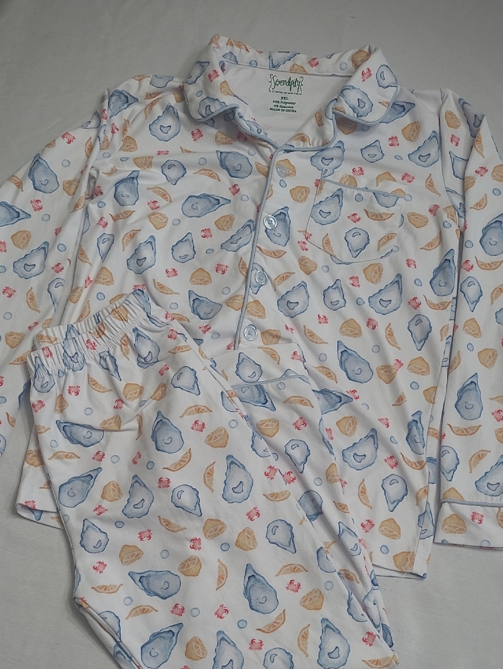 Shrimp & Grits Kids Oyster PJ Set.  XXL